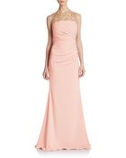 Badgley Mischka Beaded Yoke Jersey Gown - Lyst