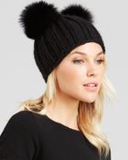 Eugenia Kim Mimi Knit Cap With Fox Fur Pom-Poms - Lyst