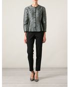 Jil Sander Navy Jacquard Pleated Jacket - Lyst