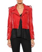 Pam & Gela Cropped Leather Jacket - Lyst