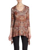 Karen Kane Paisley Print Handkerchief-Hem Top - Lyst