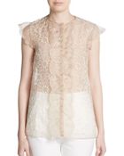 Valentino Floral-Embroidered Scalloped Top - Lyst