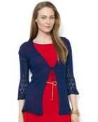 Lauren by Ralph Lauren Pointelle-Knit Linen Sweater - Lyst