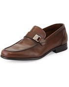 Ferragamo Tazio Buckled Leather Loafer - Lyst