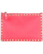Valentino Rockstud Leather Clutch - Lyst