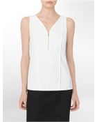Calvin Klein Partial Zip Front Sleeveless Top - Lyst