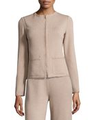 St. John Scallop-Trim Zip Jacket - Lyst