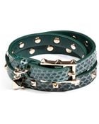 Valentino Studded Embossed Leather Wrap-Around Bracelet - Lyst
