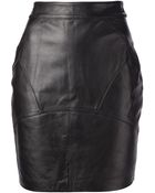 T By Alexander Wang Leather Back Flutter Skirt - Lyst