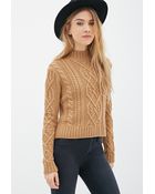 Forever 21 Cable Knit Mock-Neck Sweater - Lyst