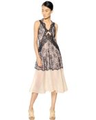 Stella McCartney Viscose Lace On Silk Organza Long Dress - Lyst