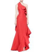 Oscar de la Renta Ruffled Oneshoulder Gown - Lyst