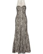 Halston Heritage Mesh-Paneled Lace And Jersey Gown - Lyst