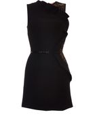Elie Saab Black Stretch Cady and Lace Mini Dress - Lyst