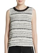 Rachel Zoe Leather-Trimmed Tweed Top - Lyst