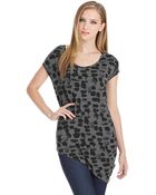 DKNY Printed Asymmetrical Scoop Neck Tee - Lyst