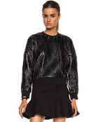 3.1 Phillip Lim Cracked Coat Cropped Poly Sweatshirt - Lyst