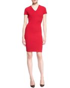 ESCADA Cap-Sleeve V-Neck Dress - Lyst