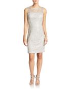 Adrianna Papell Metallic Lace Overlay Dress - Lyst