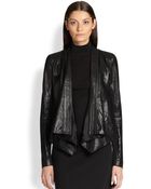 Donna Karan New York Jersey-Insert Leather Jacket - Lyst