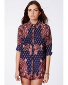 Missguided Romanka Scarf Print Oversized Shirt - Lyst