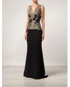 Badgley Mischka Floral Lace Embroidered Gown - Lyst