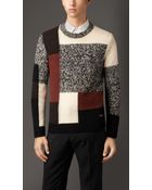 Burberry Chunky Knit Wool Cashmere Check Sweater - Lyst