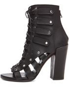 Proenza Schouler Lace Up Open Toe Leather Booties - Lyst
