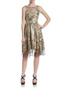 Vera Wang Metallic Sequin-Brocade Lace Dress - Lyst