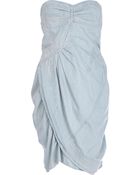 River Island Denim Hitch Hem Bandeau Dress - Lyst