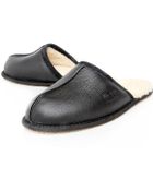 Ugg Black Scuff Leather Slippers - Lyst