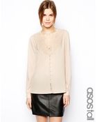 Asos Tall Blouse with V Neck and Lace Insert Placket - Lyst