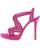 Giorgio Armani Suede Laser-Cut Sandal - Lyst