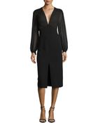 Michael Kors Crepe Illusion Sheath Dress With Center Slit - Lyst