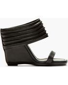 Rick Owens Black Ribbed Leather Ruhlmann Wedge Sandals - Lyst