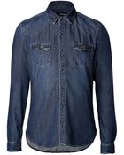 The Kooples Washed Denim Shirt - Lyst
