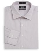 Saks Fifth Avenue Black Striped Cotton Slim-Fit Dress Shirt - Lyst