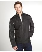Calvin Klein Black Faux Leather Detail Motorcycle Jacket - Lyst