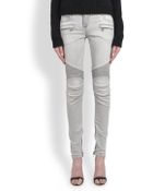 Balmain Bleached Moto Jeans - Lyst