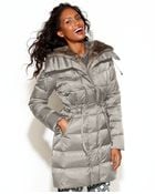 Laundry By Shelli Segal Hooded Faux-Fur-Lined Belted Down Puffer Coat - Lyst