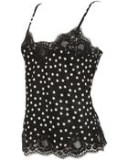 Dolce & Gabbana Polka Dot Silk Georgette & Lace Top - Lyst
