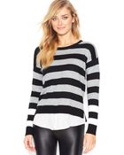 Kensie Long-Sleeve Layered-Look Striped Sweater - Lyst