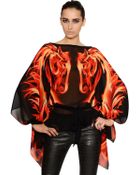 Roberto Cavalli Printed Silk Chiffon Caftan Top - Lyst