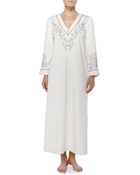 Oscar de la Renta Cozy Holiday Metallic-Embroidered Caftan - Lyst