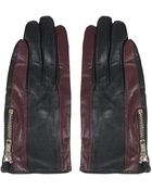 Topshop Colour-Block Leather Gloves - Lyst