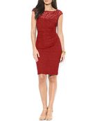 Ralph Lauren Lauren Dress - Cap Sleeve Illusion Neck Lace - Lyst