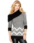 Guess Cowl-Neck Striped Tunic Sweater - Lyst
