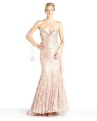 Alberto Makali Blush Pink Sequined Tulle Mermaid Gown With Shawl - Lyst
