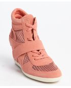 Ash Peach Suede And Mesh Canvas Wedge Heel High Top Sneakers - Lyst