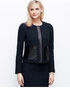Ann Taylor Tall Faux Leather Trim Tweed Jacket - Lyst